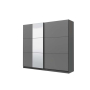 СИВ ГАРДЕРОБ С 2 ПЛЪЗГАЩИ ВРАТИ И ОГЛЕДАЛО СИЕРА 236,5/62,5/210 СМ
