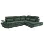 ЗЕЛЕНА ЪГЛОВА ХОЛНА ГАРНИТУРА ПАРК С ЛЯВ ПОДЛАКЪТНИК, ФУНКЦИЯ СЪН И РАКЛА 311/233/80 СМ