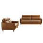 КОМПЛЕКТ ХОЛНА ГАРНИТУРА МАНЕРА С ТРИМЕСТЕН И ДВУМЕСТЕН ДИВАН ОТ ОРАНЖЕВА ЕСТЕСТВЕНА КОЖА 192/100/96 И 160/100/96 СМ