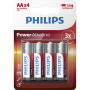 PHILIPS POWER ALKALINE AЛКАЛНИ БАТЕРИИ 4 БР. АА 1.5V