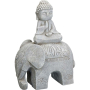 ГРАДИНСКА ФИГУРКА BUDDHA ON ELEPHANT 56CM GREY