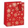 КОЛЕДНА ПОДАРЪЧНА ТОРБИЧКА СЪС ЗВЕЗДИ 12/26/32 СМ ЧЕРВЕНА