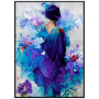 WOMAN IN BLUE СТЪКЛЕНА КАРТИНА С РАМКА 50/70 СМ