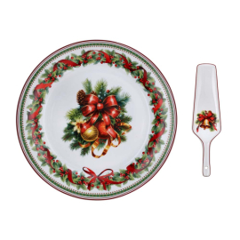 CHRISTMAS EVE ПЛАТО ЗА ТОРТА С ШПАТУЛА 30СМ