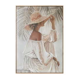 SUMMER NOON КАРТИНА С РАМКА С РЪЧНО РИСУВАНИ ЕЛЕМЕНТИ 70/100 СМ