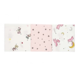 СЕТ 3 БЕБЕШКИ МУСЕЛИНОВИ ПЕЛЕНИ 90/90 СМ АСОРТИ