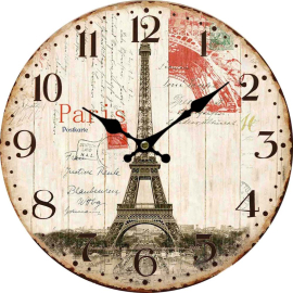 PARIS СТЕНЕН ЧАСОВНИК С БЕЗШУМЕН МЕХАНИЗЪМ 34 СМ