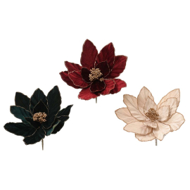POINSETTIA VELVET КОЛЕДНО ЦВЕТЕ НА ЩИПКА 13 СМ АСОРТИ