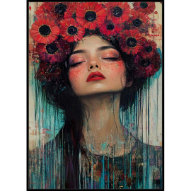 FLOWER WOMAN СТЪКЛЕНА КАРТИНА С РАМКА 50/70 СМ