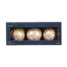 СЕТ 3 БР. КОЛЕДНИ ТОПКИ РОЗОВ 8 CM