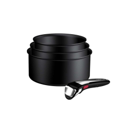 TEFAL EXCELLENCE PLUS BLACK СЕТ КАСЕРОЛИ 3 БР С ПОДВИЖНА ДРЪЖКА