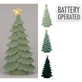 СТАТУЕТКА КОЛЕДНО ДЪРВО СЪС СВЕТЕЩ ВРЪХ 21/10/43 СМ АСОРТИ