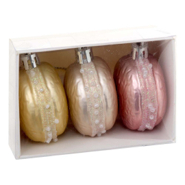 MACARON СЕТ 3 БР. КОЛЕДНИ ИГРАЧКИ ЗА ЕЛХА 5/3/6 СМ
