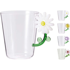 FLOWER ЧАША ЗА НАПИТКИ 410 МЛ 90х13.5х10.6СМ АСОРТИ