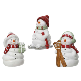 КОЛЕДНА СТАТУЕТКА СНЕЖЕН ЧОВЕК 9.3/8.4/12.8 СМ АСОРТИ