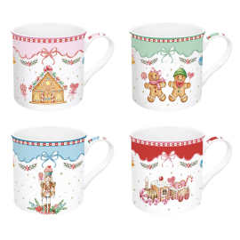 XMAS SWEET CHRISTMAS  СЕТ 4 ЧАСТИ ЧАШИ ЗА ТОПЛИ НАПИТКИ 300МЛ