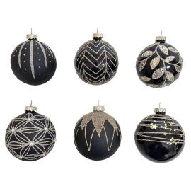 MAGICAL CHRISTMAS КОЛЕДНА ТОПКА ЧЕРЕН/ЗЛАТИСТ 6 CM АСОРТИ