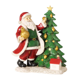 LED СТАТУЕТКА ДЯДО КОЛЕДА С ЕЛХА 17 CM