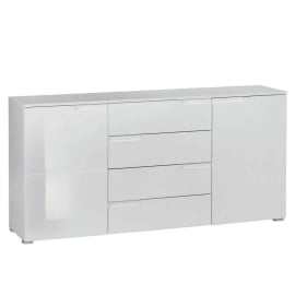 БЯЛ КОМОД МУУН С 2 ВРАТИ И 4 ЧЕКМЕДЖЕТА 165/40/80 СМ