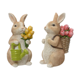 BUNNY СТАТУЕТКА ЗАЙЧЕ С КОШНИЦА ЦВЕТЯ 14.5 СМ АСОРТИ