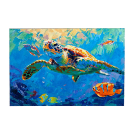 TURTLE КАРТИНА С РЪЧНО РИСУВАНИ ЕЛЕМЕНТИ 80/120 СМ