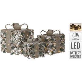 LED СВЕТЕЩА КОЛЕДНА ДЕКОРАЦИЯ ПОДАРЪК 25/25 СМ