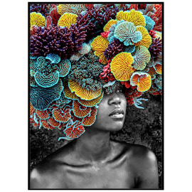 FLOWER WOMAN СТЪКЛЕНА КАРТИНА С РАМКА 50/70 СМ