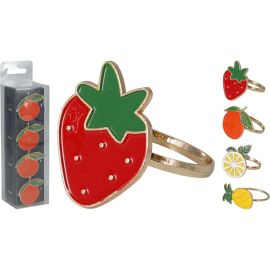 FRUIT DESIGNS СЕТ ПРЪСТЕНИ ЗА САЛФЕТКИ 4 БР АСОРТИ