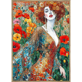 FLOWER WOMAN СТЪКЛЕНА КАРТИНА С РАМКА 50/70 СМ