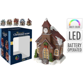 КОЛЕДНА LED СТАТУЕТКА КЪЩА 7.5/9/14 СМ АСОРТИ