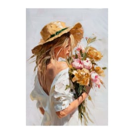 SPRING BOUQUET КАРТИНА С РЪЧНО РИСУВАНИ ЕЛЕМЕНТИ 70/100 СМ