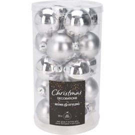 SHINY СЕТ 20 БР. КОЛЕДНИ ТОПКИ СРЕБРИСТ D:6 СМ