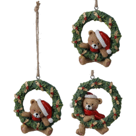 BEAR КОЛЕДНА ВИСУЛКА ЗА ЕЛХА ВЕНЕЦ 9 СМ АСОРТИ