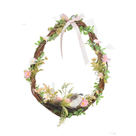 TRADITIONAL EASTER ДЕКОРАЦИЯ ГНЕЗДО С ЯЙЦА - РОЗОВА ПАНДЕЛКА 27/8/35 СМ