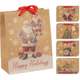 XMAS КОЛЕДНА ПОДАРЪЧНА ТОРБИЧКА 23/18/10 СМ АСОРТИ