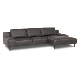 ЧЕРНА ХОЛНА ГАРНИТУРА ФОРМА С ЛЯВ ПОДЛАКЪТНИК В ЕСТЕСТВЕНА КОЖА 324/162/85 СМ