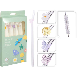 СЕТ 5 СТЪКЛЕНИ СЛАМКИ 20 СМ