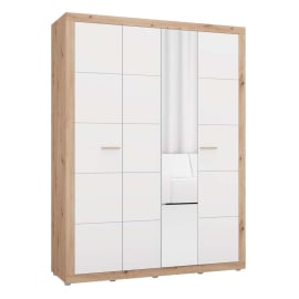 БЯЛ ЧЕТИРИКРИЛЕН ГАРДЕРОБ КАРТЕНА С ОГЛЕДАЛО 155/52/207,5 СМ