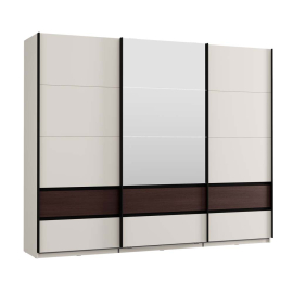 ТРИКРИЛЕН ГАРДЕРОБ КОЛХИДА С ПЛЪЗГАЩИ ВРАТИ И ОГЛЕДАЛО 267/62/217 СМ КАШМИР И ТЪМЕН ДЪРВЕСЕН