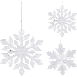 КОЛЕДНА ВИСУЛКА СНЕЖИНКА 10.3/11.8 СМ АСОРТИ