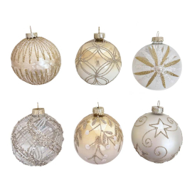 MAGICAL CHRISTMAS КОЛЕДНА ТОПКА БЯЛ/ЗЛАТИСТ 6 CM АСОРТИ