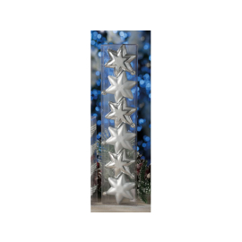 СЕТ 6 БР. ИГРАЧКИ ЗА ЕЛХА ЗВЕЗДИ 7.5/3 СМ