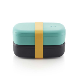 LEKUE TO GO TURQUOISE КУТИЯ ЗА ХРАНА НА ДВЕ НИВА 2х500МЛ