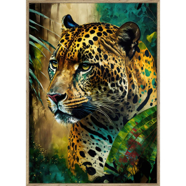 LEOPARD СТЪКЛЕНА КАРТИНА С РАМКА 50/70 СМ