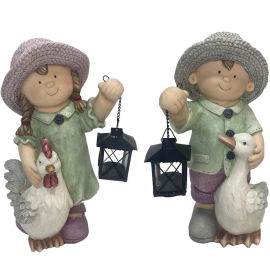 COTTAGE SPRING ДЕКО ФИГУРА МОМЧЕ/МОМИЧЕ С ФЕНЕР 40.5 СМ АСОРТИ