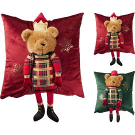 XMAS BEAR ДЕКОРАТИВНА ВЪЗГЛАВНИЦА 40X40CM АСОРТИ