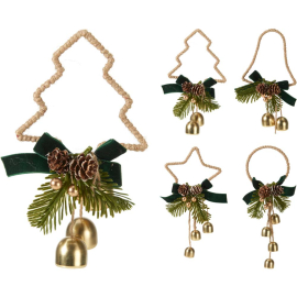 TREE VELVET КОЛЕДНА ДЕКОРАЦИЯ СЪС ЗВЪНЧЕТА 11/31 СМ АСОРТИ