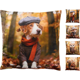 AUTUMN ANIMAL FUNNY FACE ДЕКОРАТИВНА ВЪЗГЛАВНИЦА 40X40CM