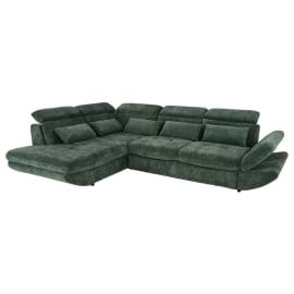 ЗЕЛЕНА ЪГЛОВА ХОЛНА ГАРНИТУРА ПАРК С ДЕСЕН ПОДЛАКЪТНИК И ФУНКЦИЯ СЪН 233/311/80 СМ