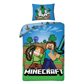 MINECRAFT ДЕТСКИ СПАЛЕН КОМПЛЕКТ ДВУЛИЦЕВ ПАМУК 2 ЧАСТИ